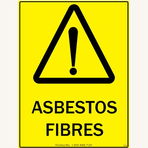 Asbestos Fibres - Black on Yellow - 600mm x 450mm - Poly Sign