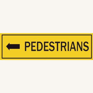 1200 x 300mm - Pedestrians - Left Arrow - Aluminum Sign - Class 1 Reflective