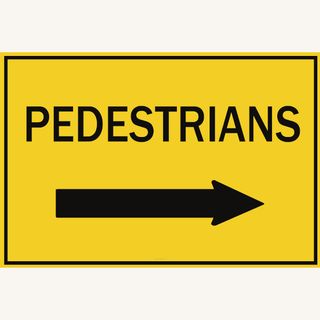 Pedestrians - Right Arrow - Aluminum Sign - Class 1 Reflective - 900mm x 600mm