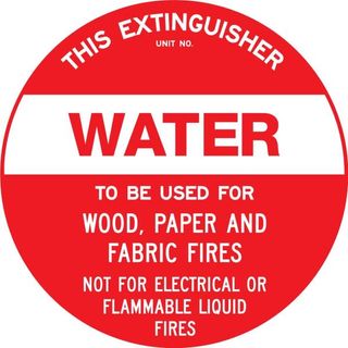 Water Extinguisher Sticker 200mm