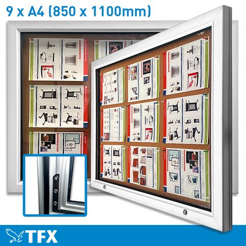 Outdoor Lockable Noticeboard  9 x A4  (850 x 1100mm)