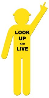 Corflute Cut Out Sign - Yellow Construction Worker - Arms Up