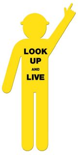 Corflute Cut Out Sign - Yellow Construction Worker - Arms Up 1.8mtr