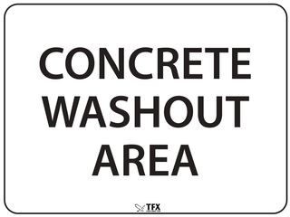 Concrete Washout Area - Black on White - 600mm x 450mm - Poly Sign