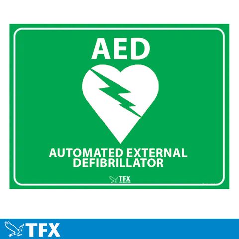 AED - White On Green - 600mm x 450mm - Poly Sign