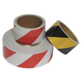 48mm x 10mtr Roll Red/White Reflective Tape Class 2