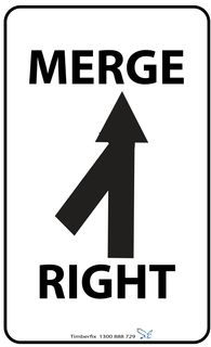 Merge Right - Aluminum Sign - Class 1 Reflective - 600mm x 600mm