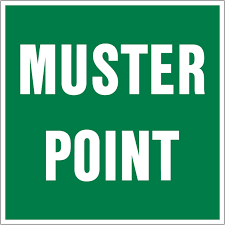 Muster Point - White On Green - 600mm x 450mm - Poly Sign