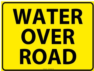 Water over Road - Aluminium Sign - Class 1 Reflective - 900 x 600mm