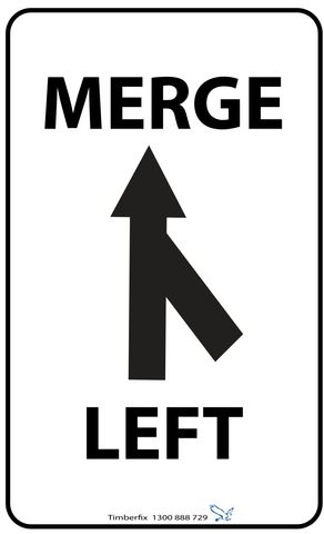 Merge Left - Aluminum Sign - Class 1 Reflective - 600mm x 600mm