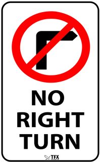 No Right Turn - Picture Sign - Aluminum - Class 1 Reflective - 750mm  x 450mm