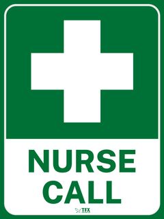 Nurse Call - White On Green - 600mm x 450mm - Poly Sign
