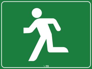 Man Running - Left Arrow - White On Green - 600mm x 450mm - Poly Sign
