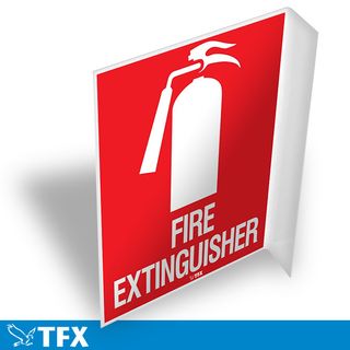 Angled Fire Extinguisher Location Sign 150mm x 225mm -