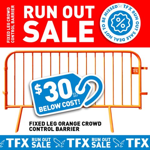 Orange 1 Piece Crowd Control Barriers 2.3m x 1.1m