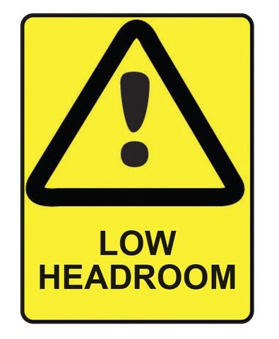 Low Headroom - Black on Yellow - 600mm x 450mm - Poly Sign