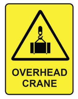 Overhead Crane - Black on Yellow - 600mm x 450mm - Poly Sign