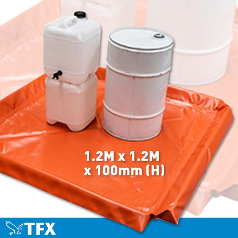 Bunded Spill Mat With Compressible Foam Walls1.2mx 1.2m x 100mm (H) (Storage Capacity 144L)