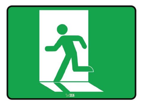 Man Running Striaght Ahead - White On Green - 600mm x 450mm - Poly Sign