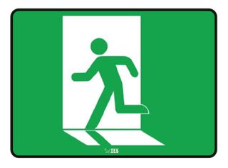 Man Running Striaght Ahead - White On Green - 600mm x 450mm - Poly Sign