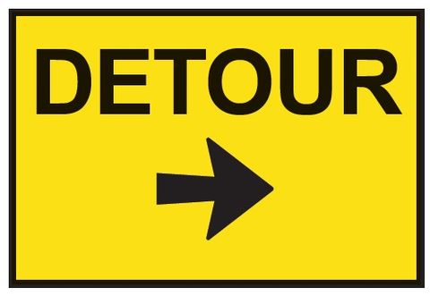 Detour - Right Arrow - Aluminium Sign - Class 1 Reflective - 900mm x 600mm