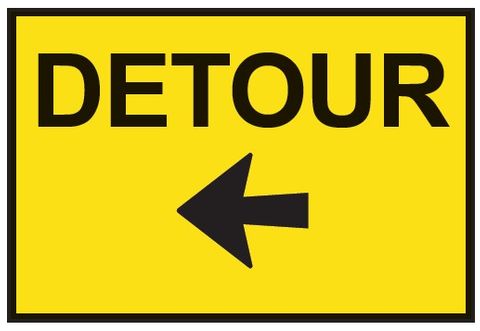 Detour - Left Arrow - Aluminium Sign - Class 1 Reflective - 900mm x 600mm