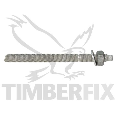 M16 x 190mm Galvanised Chemstuds with nut and washer