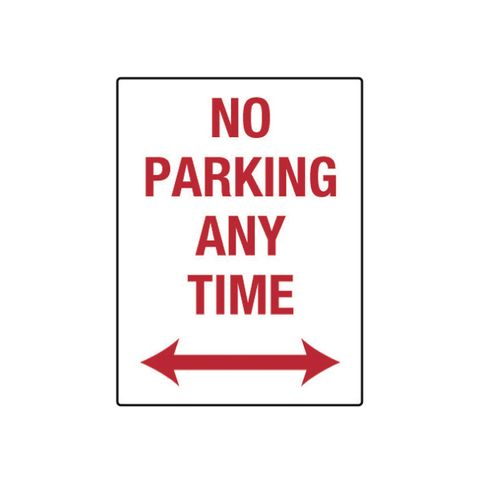 No Parking Anytime - Red/Black on White - 300mm x 450mm - Metal Sign
