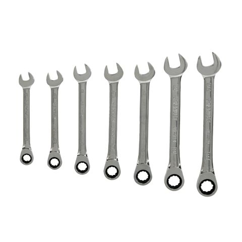 7 piece Imperial Ratcheting & Open Ended Spanners