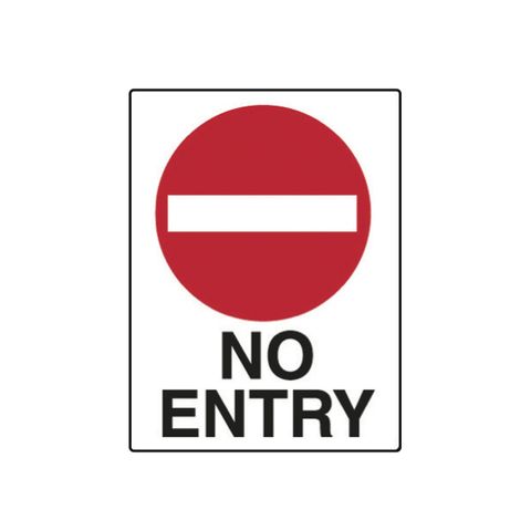 No Entry - Red/Black - Border on White - 600mm x 450mm - Poly Sign