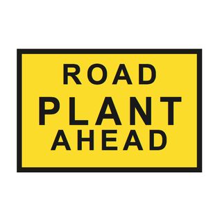 Road Plant Ahead - Aluminium Sign - Class 1 Reflective - 900 x 600mm