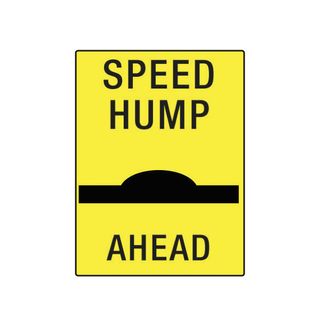 Speed Hump Ahead - Black on Yellow - 600mm x 450mm - Poly Sign