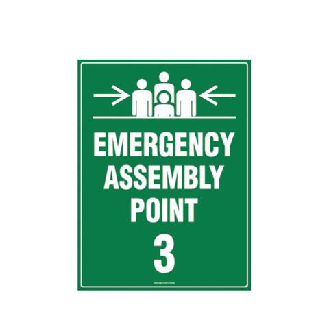Emergency Assembly Point 3 - 600mm x 450mm - Poly Sign