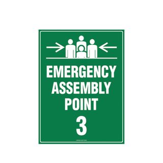 Emergency Assembly Point 3 - 600mm x 450mm - Poly Sign