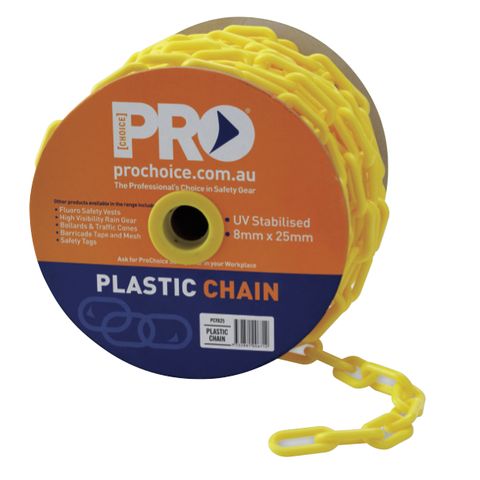 25mtr Roll Yellow Plastic Chain