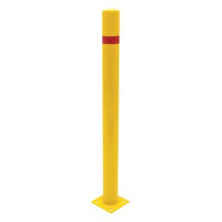 900mm Yellow Steel Bollard with reflective red stripe