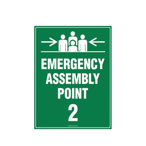 Emergency Assembly Point 2 - 600mm x 450mm - Poly Sign