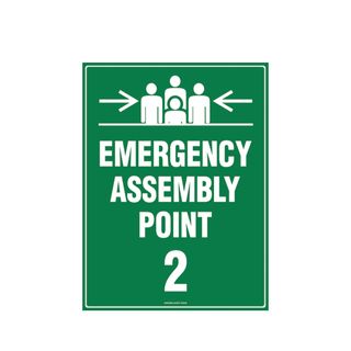 Emergency Assembly Point 2 - 600mm x 450mm - Poly Sign