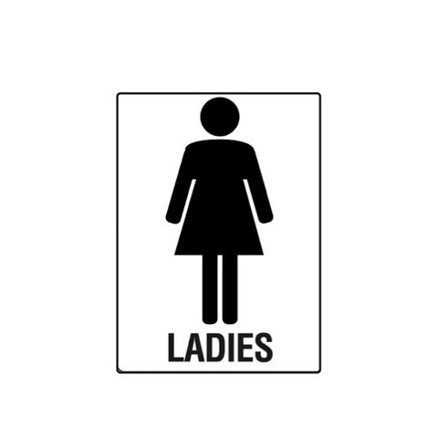 Ladies - Black on White - 300mm x 225mm - Poly Sign