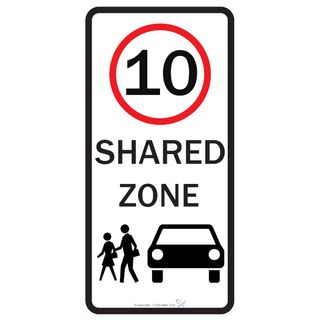 10km Shared Zone 450 x 750mm Aluminium Sign