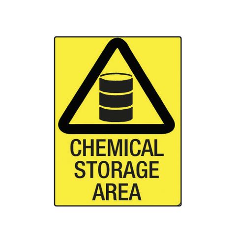 Chemical Storage Area - Black on Yellow - 600mm x 450mm - Poly Sign