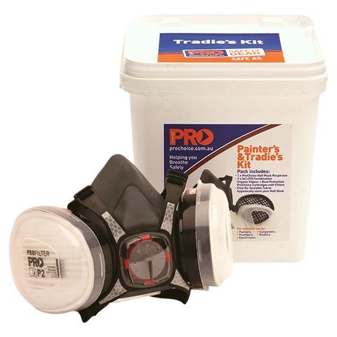 Painters & Tradies Half Mask Respirator Kit (A1 P2 Cartridges) Prochoice Brand