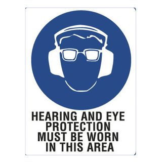 Hearing and Eye Protection - 600mm x 450mm - Poly Sign