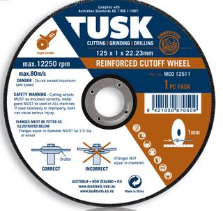 TUSK THIN METAL CUT OFF WHEEL 115MM 10 PK