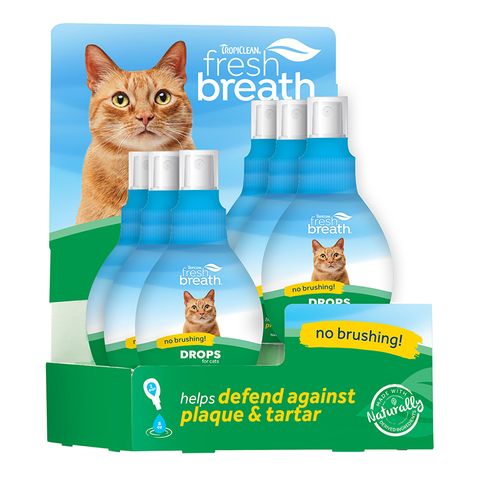 Tropiclean Fresh Breath Oral Care Drops for Cats 6pk Display