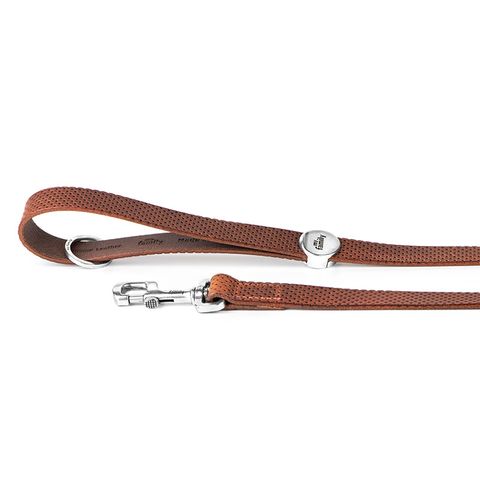 My Family Monza Leather Leash Brown Sml