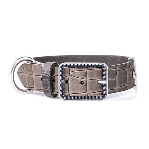 My Family Tucson Leather Collar Grey 3xlge