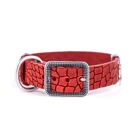 My Family Tucson Leather Collar Red Med/Lge