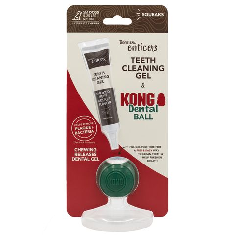 TropiClean Enticers Kong Dental Ball & Smoked Beef Brisket G