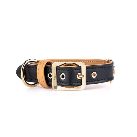 My Family Hermitage Leather Collar Black & Ochre Med/Lge